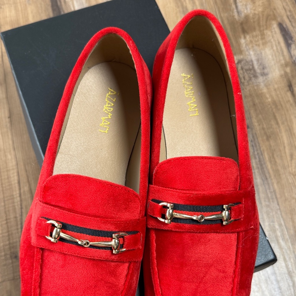 Red Suede Loafers size 12 EU 45 PROM HOCO WEDDING - Picture 2 of 8